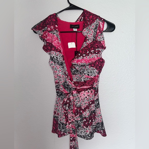 Ava & Aiden Floral Blouse Wrapped w/ Tie(NWT) - Picture 2 of 4